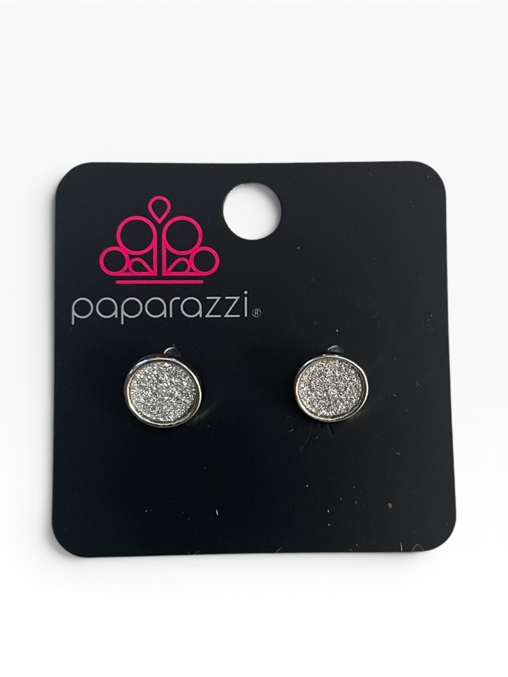 Paparazzi Silver Tone Glitter Round Stud Earrings NWT